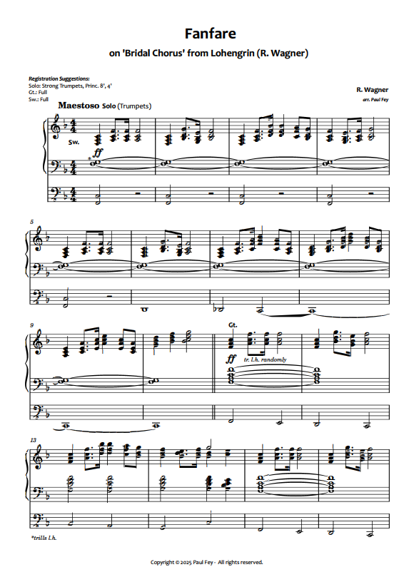 Fanfare on 'Bridal Chorus' from Lohengrin (R. Wagner) - (Sheet Music) - Paul Fey