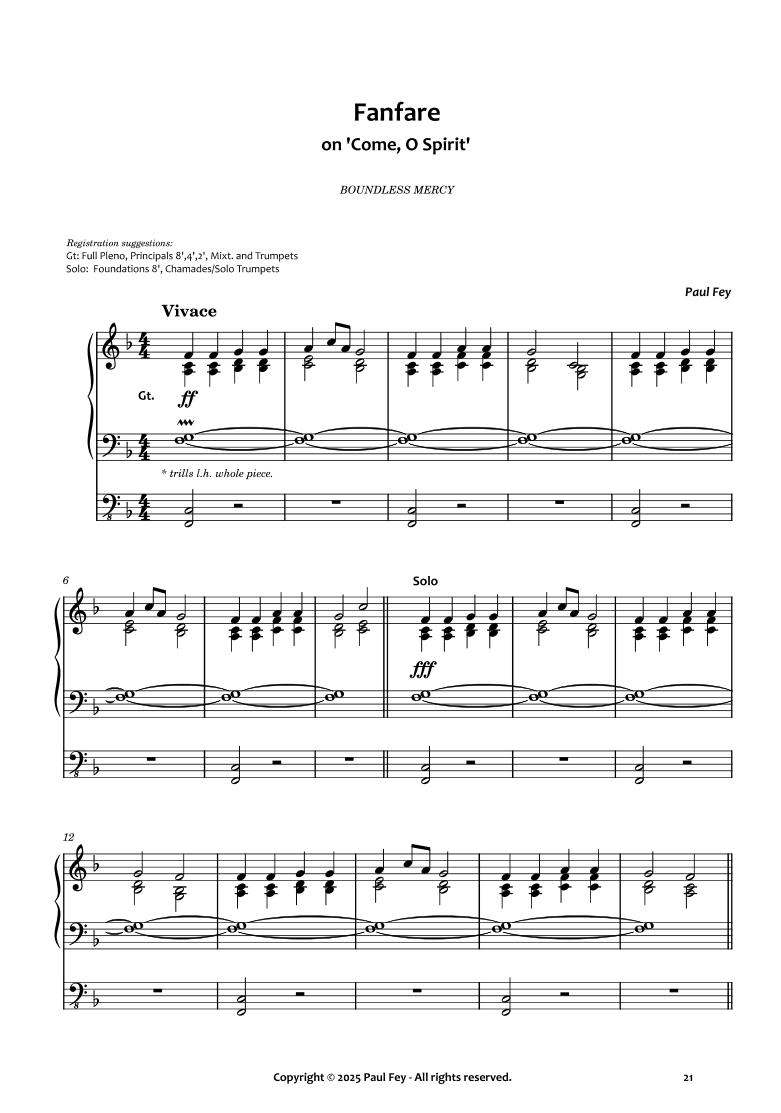 Fanfare on 'Come, O Spirit' (Sheet Music) - Paul Fey