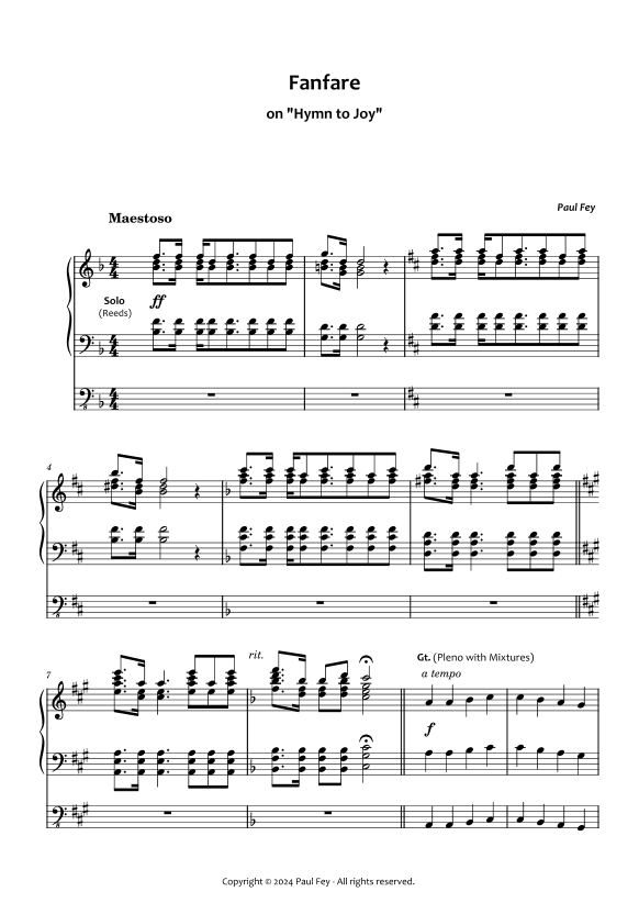 Fanfare on 'Hymn to Joy' (Sheet Music) - Paul Fey