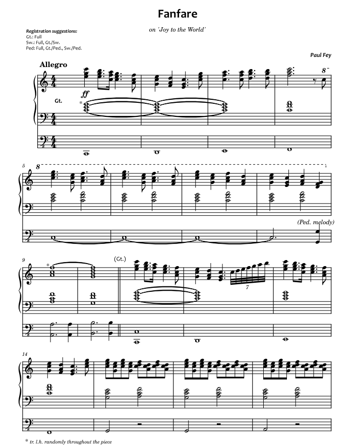Fanfare on 'Joy to the world' (Sheet Music) - Paul Fey