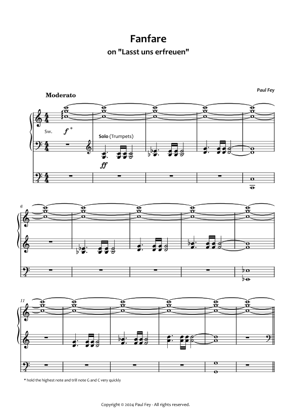 Fanfare on 'Lasst uns erfreuen' (Sheet Music) - Paul Fey