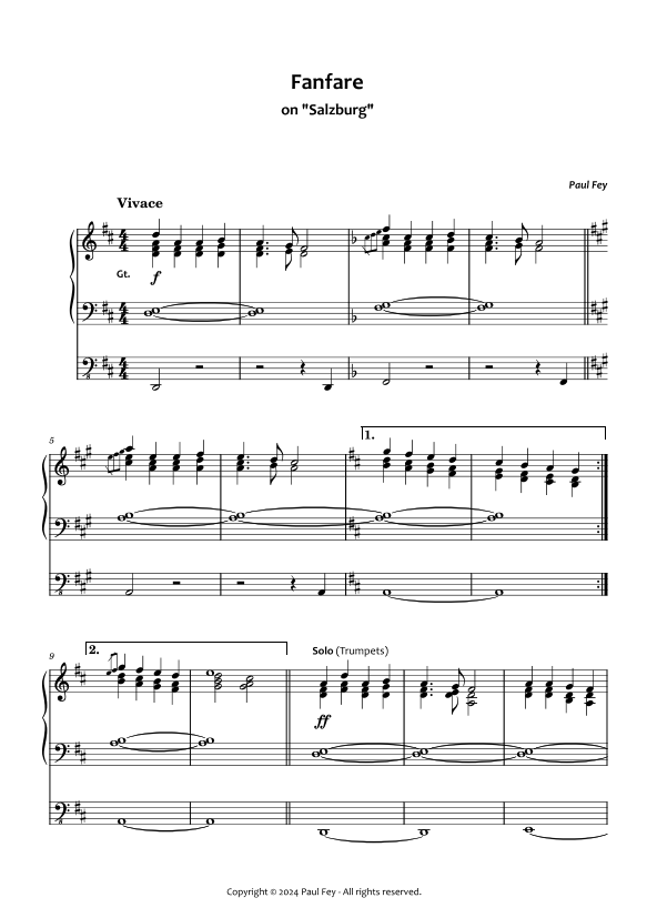Fanfare on 'Salzburg' (Sheet Music) - Paul Fey