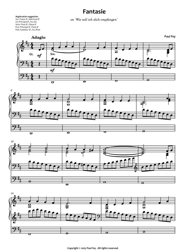 Fantasie on 'Wie soll ich dich empfangen' (Sheet Music) - Paul Fey