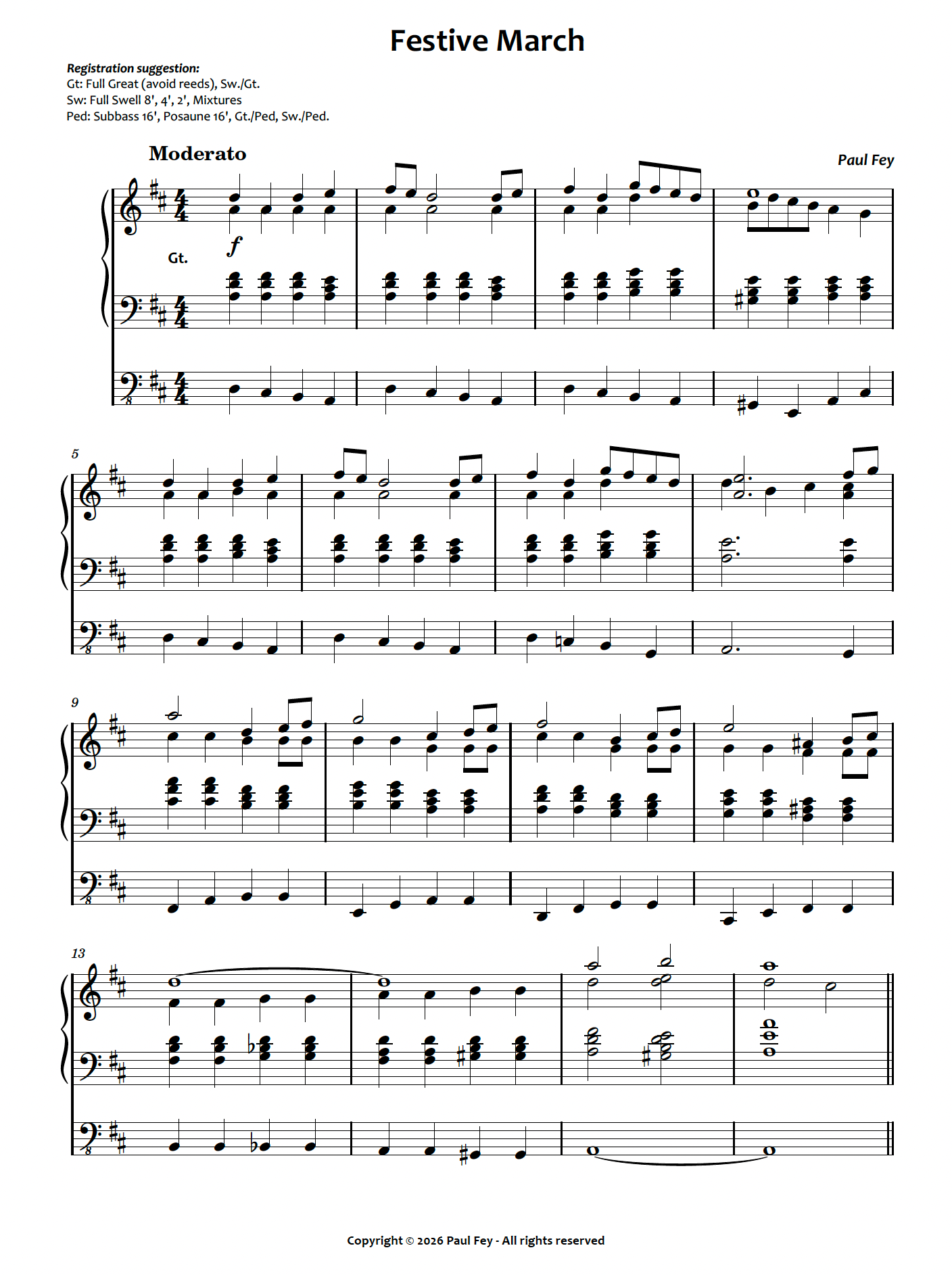 Festive March (Sheet Music) - Paul Fey