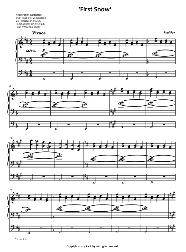 „First Snow“ (Notenblatt) – Paul Fey