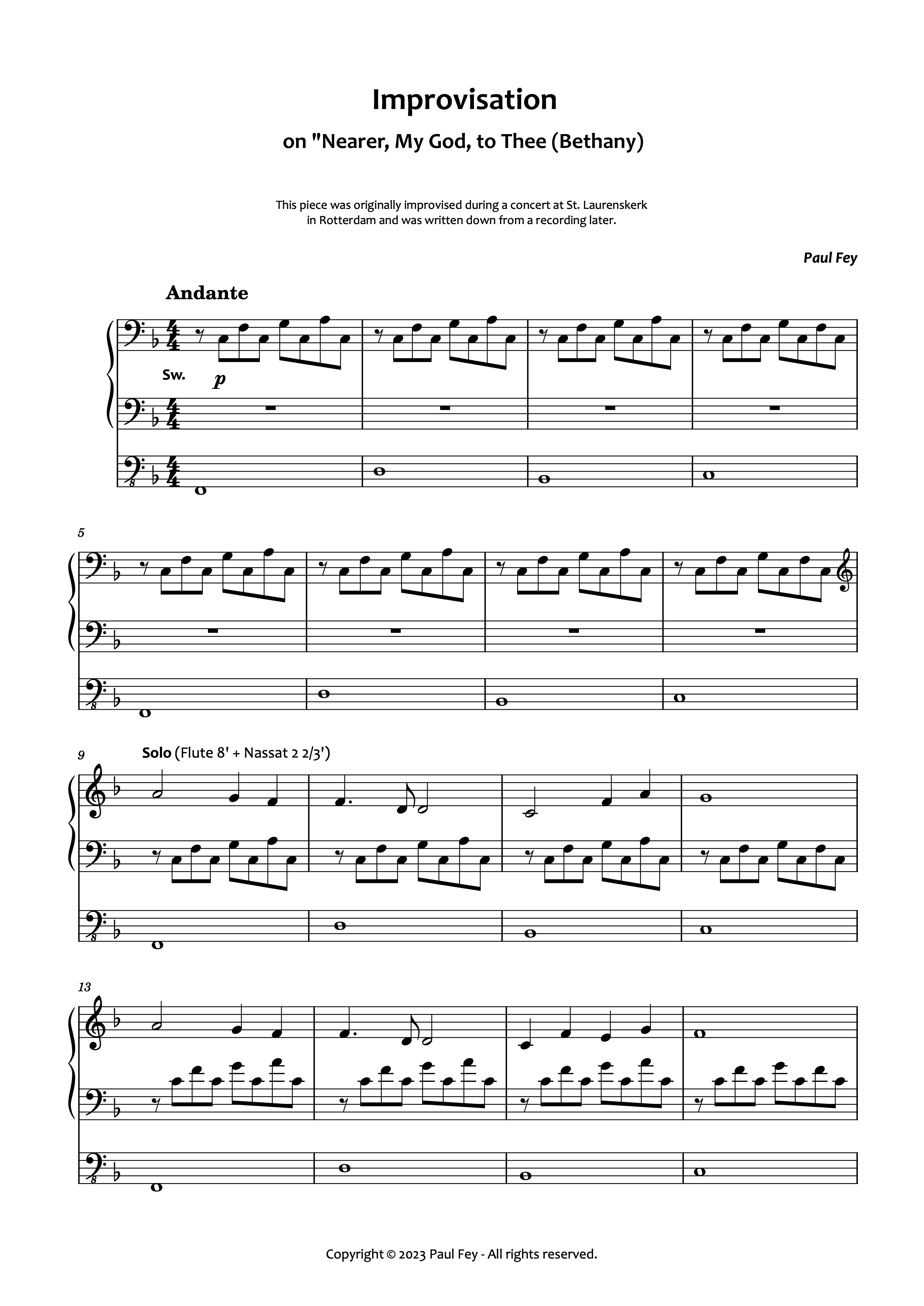 Improvisation on "Nearer My God, to Thee" (Sheet Music) - Music paul fey organist 