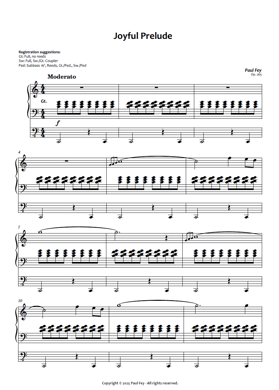 Joyful Prelude (Sheet Music) - Paul Fey, Op. 265