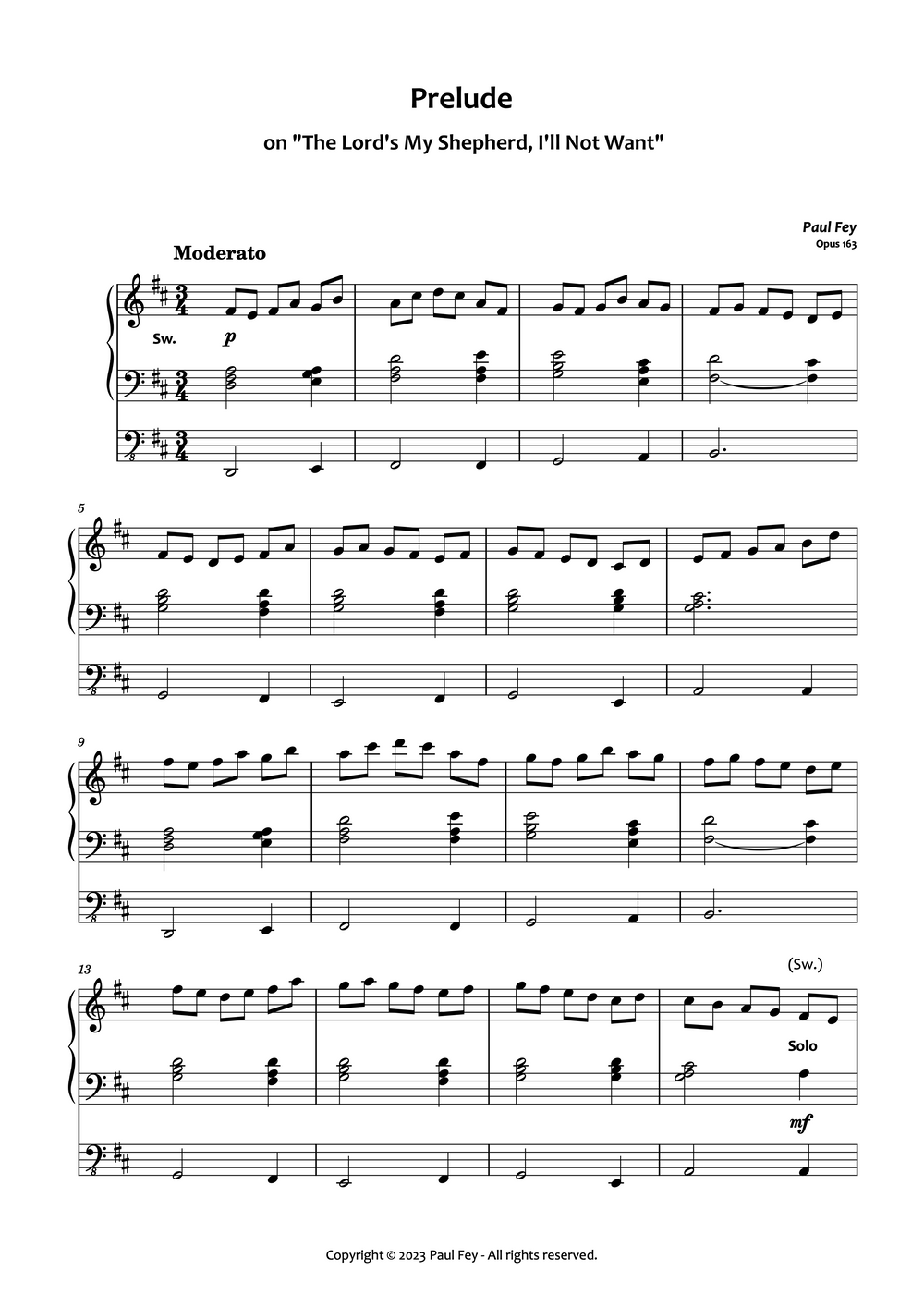 Prelude on 'The Lord's My Shepherd' (Sheet Music) - Music for Organ PDF Download