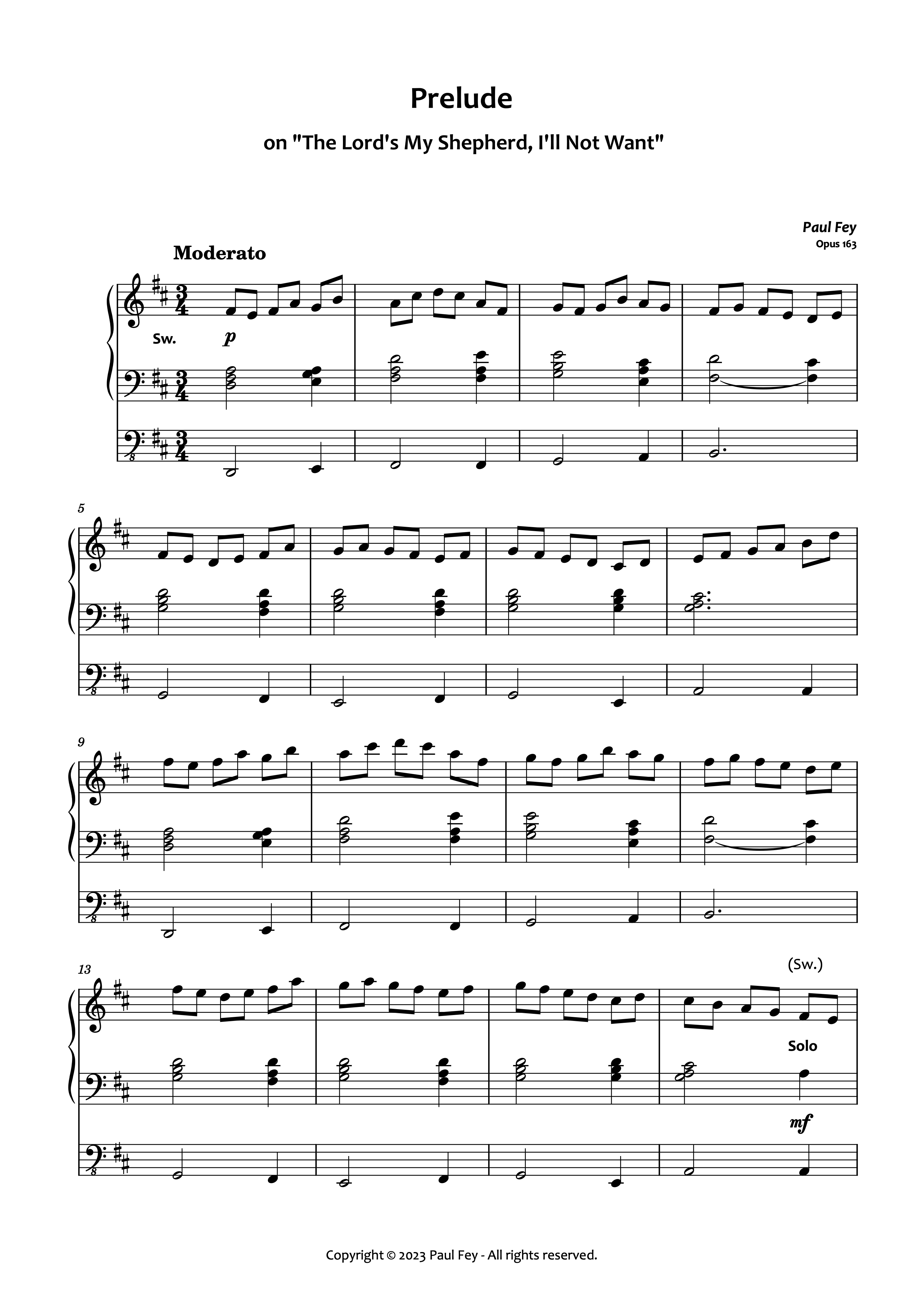 Prelude on 'The Lord's My Shepherd' (Sheet Music) - Music for Organ PDF Download