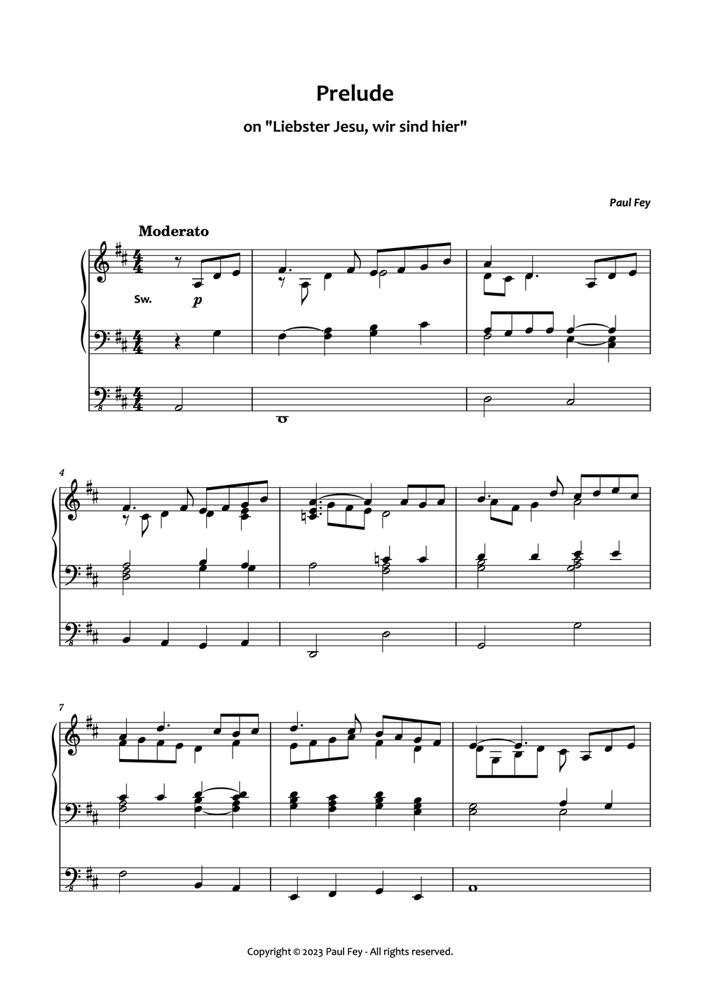 Prelude on "Liebster Jesu" (Sheet Music) - Music for Organ Paul Fey Organist 