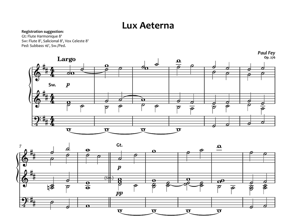 Lux Aeterna (Sheet Music) - Paul Fey, Op. 276