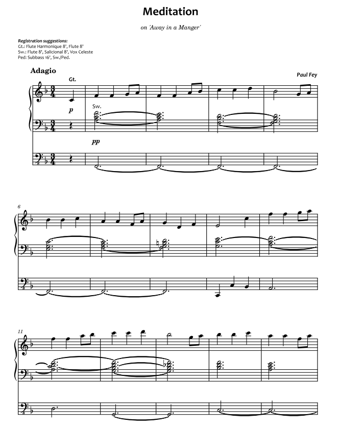 Meditation on 'Away in a Manger' (Sheet Music) - Paul Fey