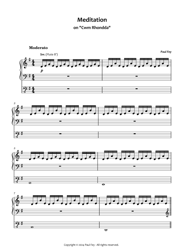 Meditation über 'Cwm Rhondda' (Noten) - Paul Fey