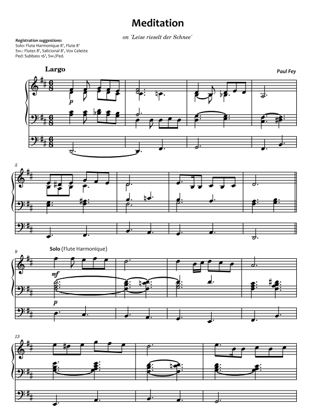 Meditation on 'Leise rieselt der Schnee' (Sheet Music) - Paul Fey