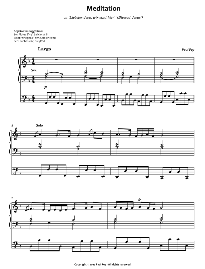 Meditation über 'Liebster Jesu, wir sind hier' ('Gesegneter Jesus') (Noten) - Paul Fey
