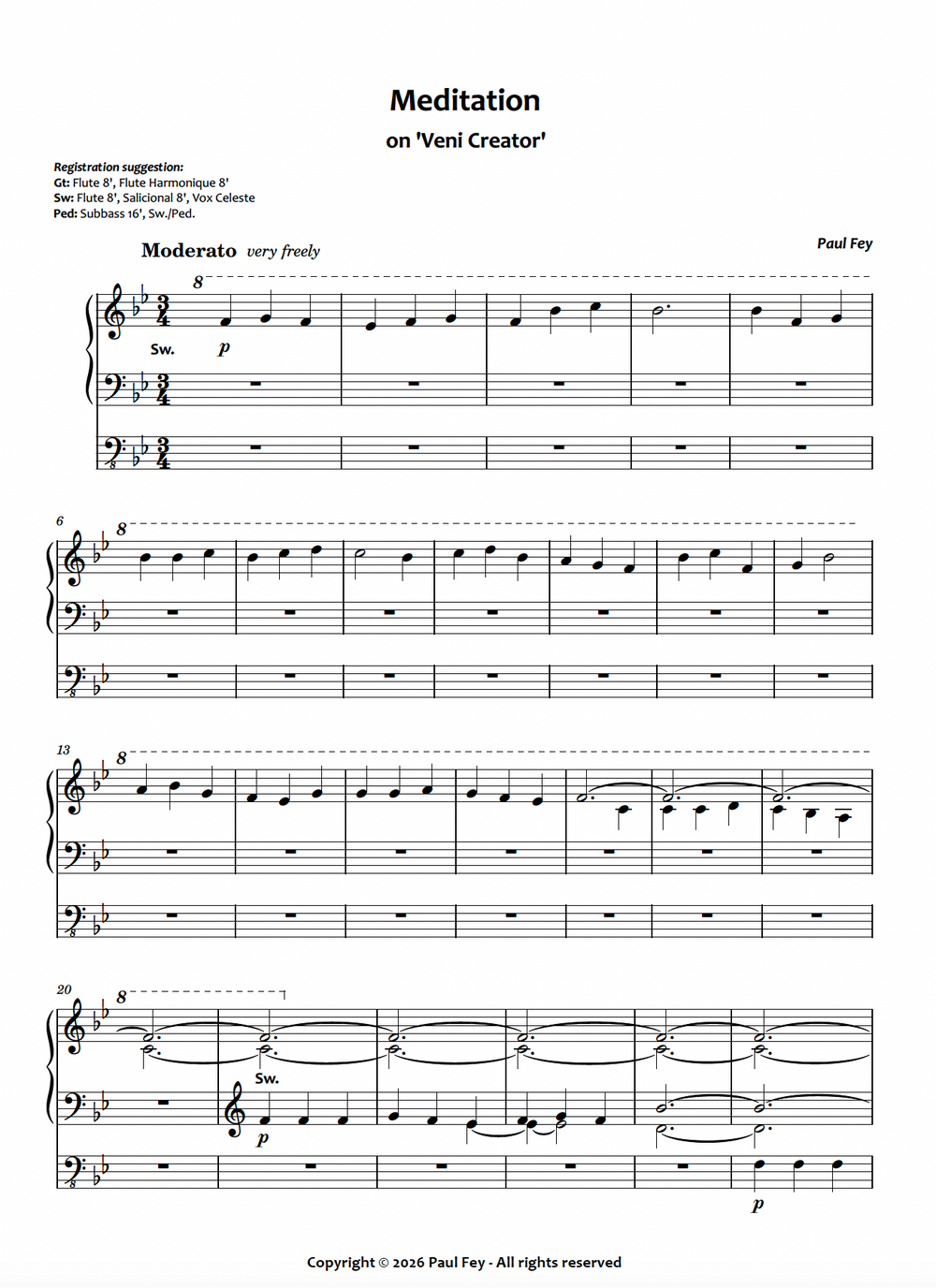 Meditation on 'Veni Creator' (Sheet Music) - Paul Fey