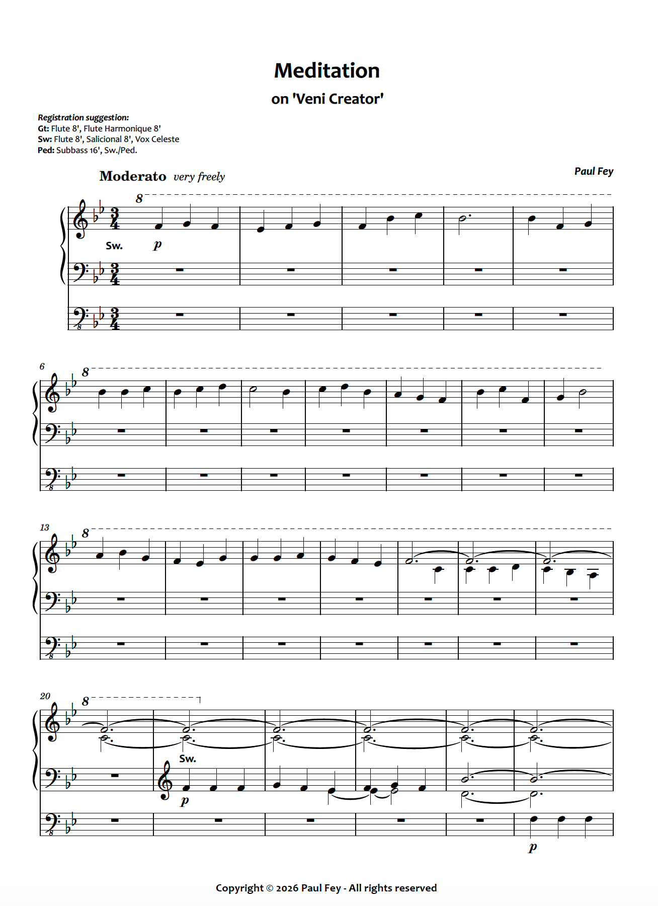 Meditation on 'Veni Creator' (Sheet Music) - Paul Fey
