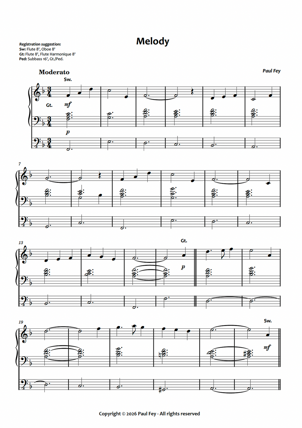 Melody (Sheet Music) - Paul Fey