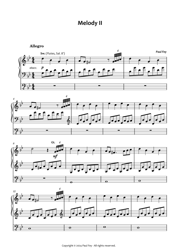 Melody II (Noten) - Paul Fey