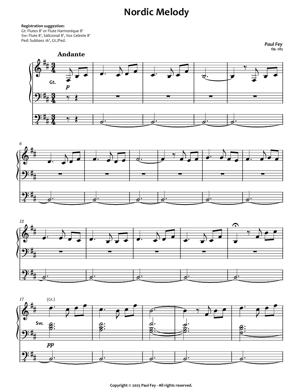 Nordic Melody (Sheet Music) - Paul Fey, Op. 283