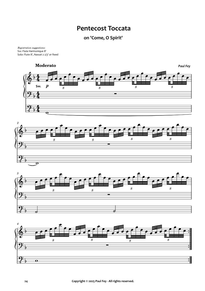 Pentecost Toccata on 'Come, O Spirit' (Sheet Music) - Paul Fey