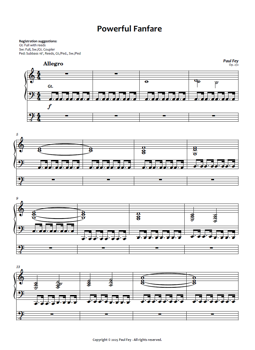 Powerful Fanfare (Sheet Music) - Paul Fey, Op. 272