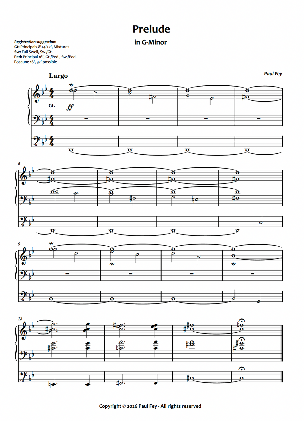 Prelude in G-Minor (Sheet Music) - Paul Fey