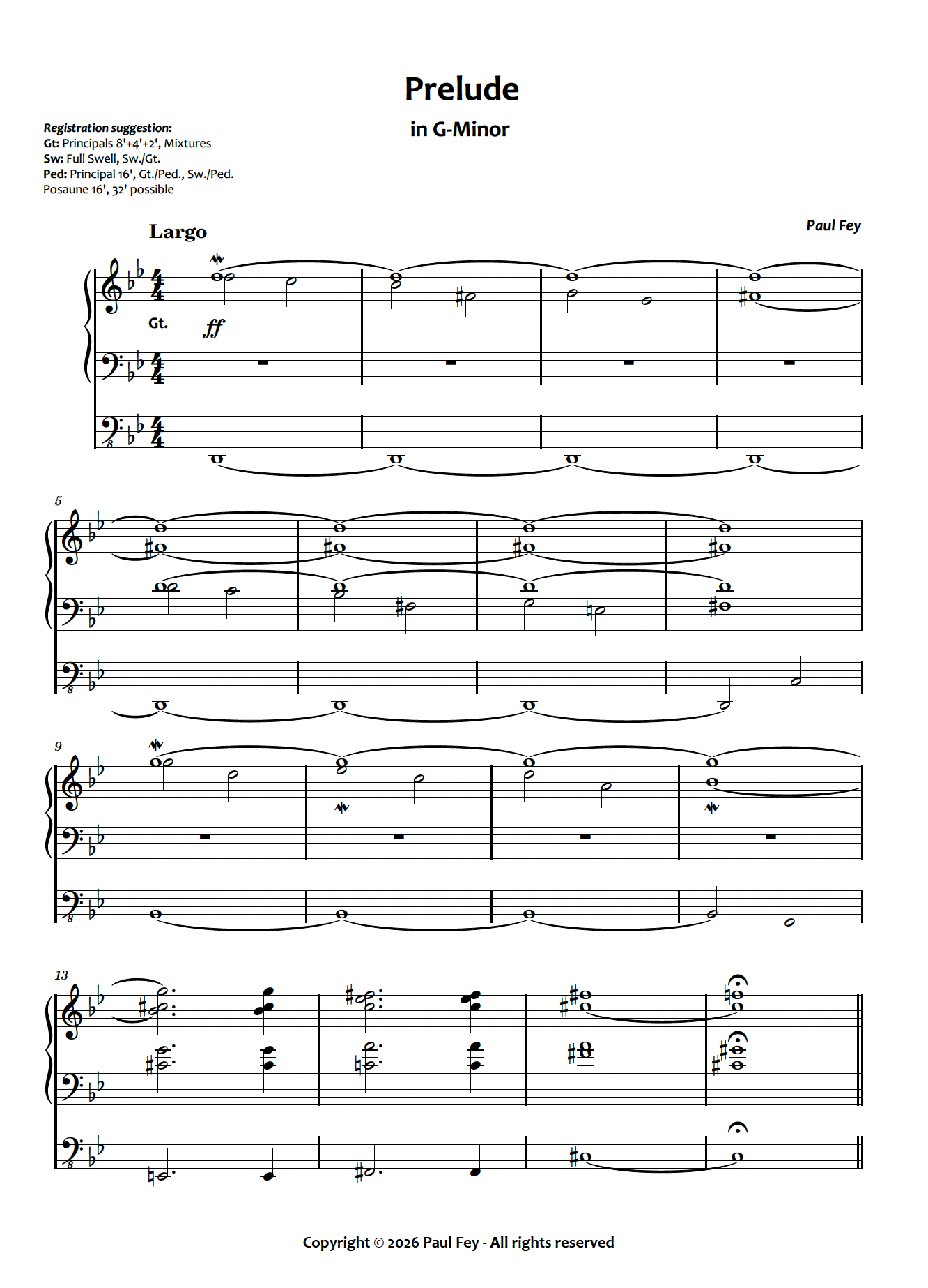 Prelude in G-Minor (Sheet Music) - Paul Fey
