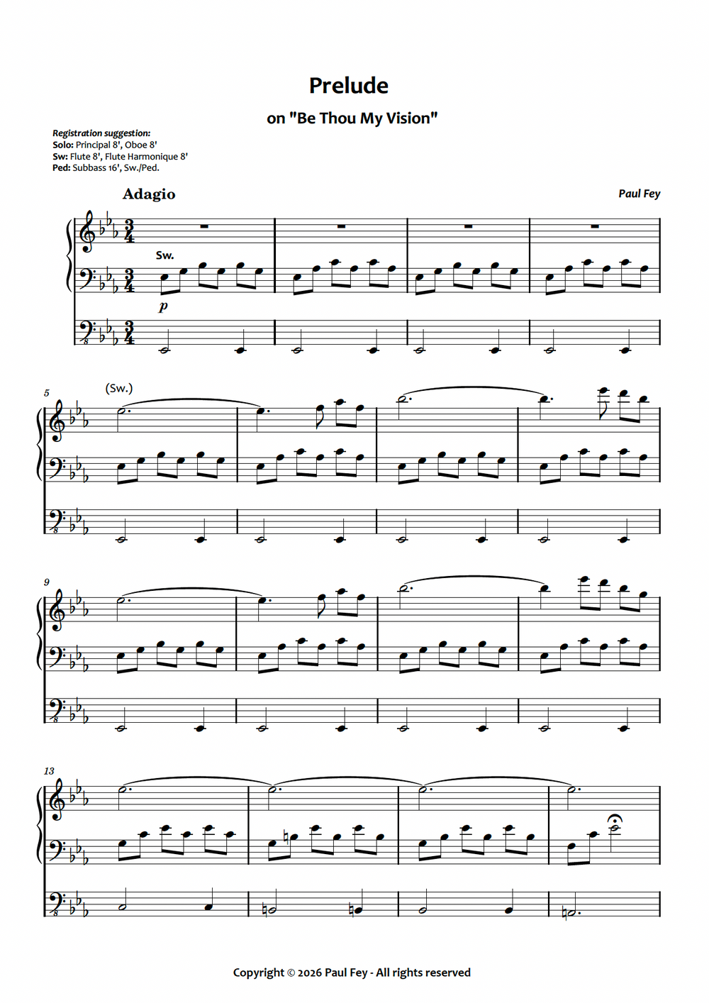 Prelude on 'Be Thou my Vision' (Sheet Music) - Paul Fey