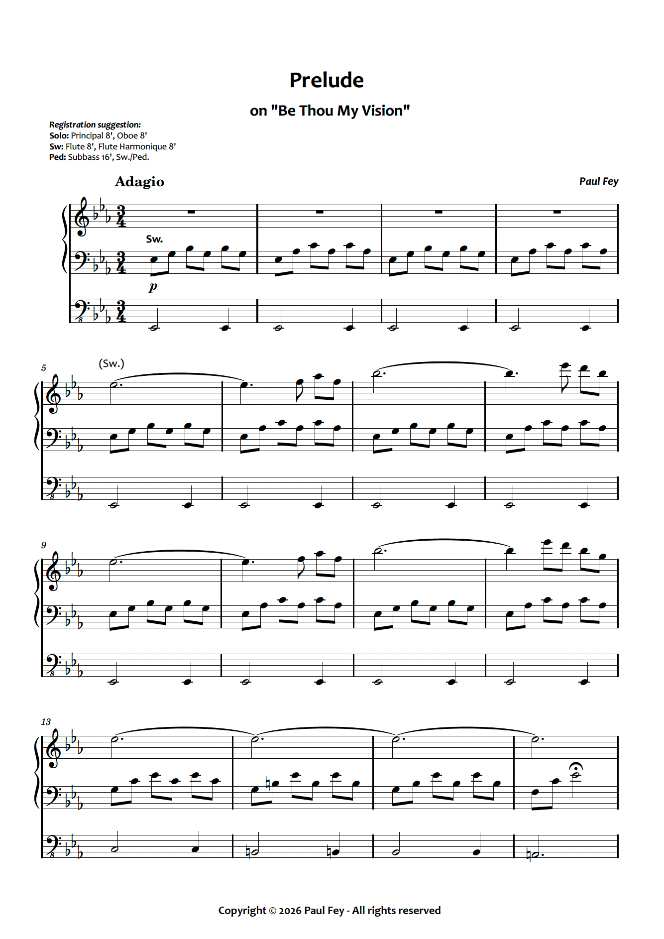 Prelude on 'Be Thou my Vision' (Sheet Music) - Paul Fey