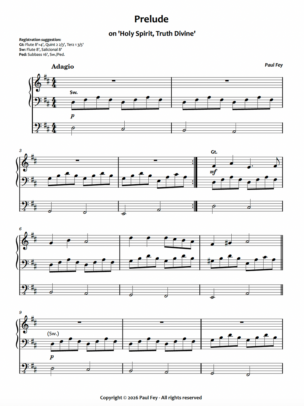 Prelude on 'Holy Spirit, Truth Divine' (Sheet Music) - Paul Fey