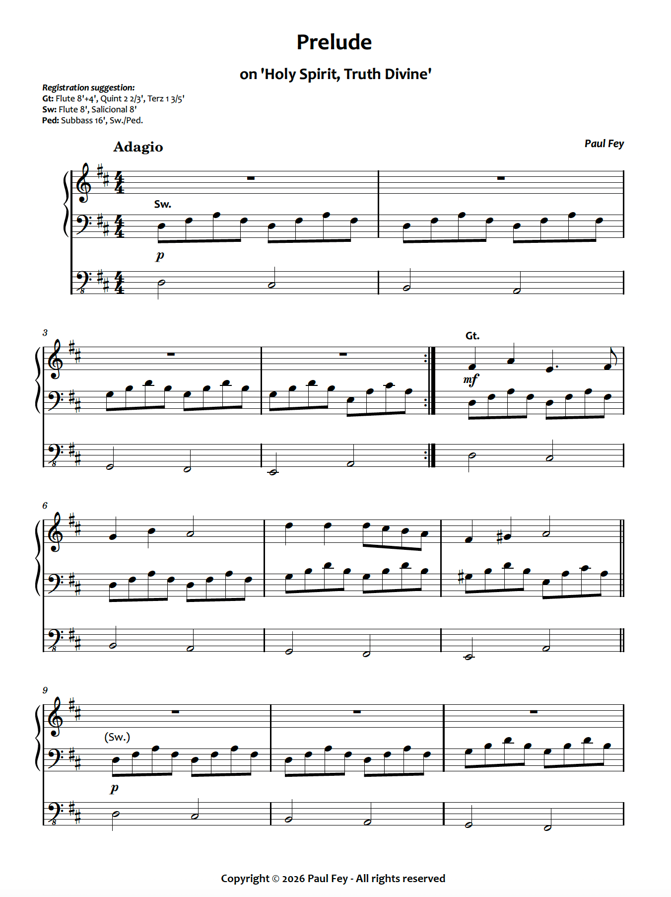 Prelude on 'Holy Spirit, Truth Divine' (Sheet Music) - Paul Fey