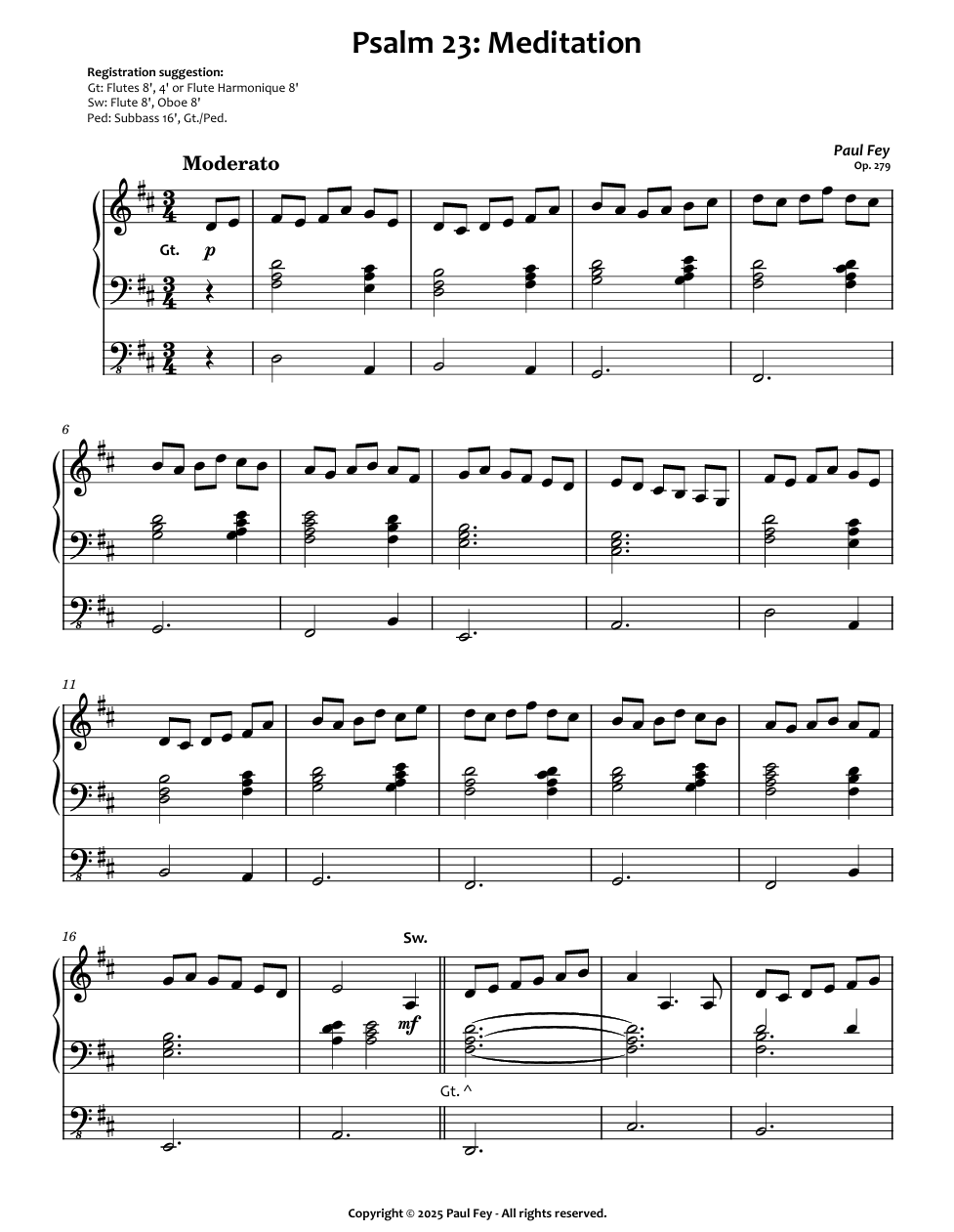 Psalm 23: Meditation (Sheet Music) - Paul Fey, Op. 279