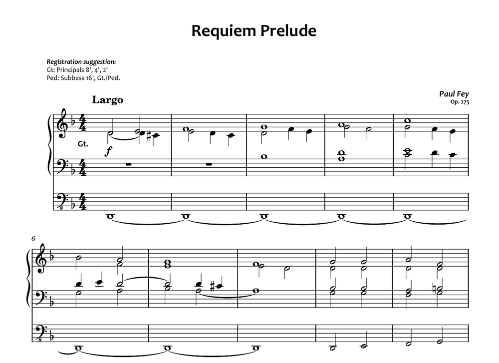 Requiem Prelude (Sheet Music) - Paul Fey, Op. 275