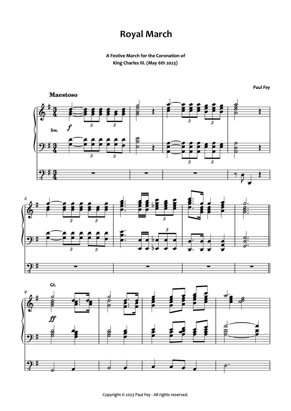 Royal March for Organ (Sheet Music) - Music for Organ Paul Fey Organist