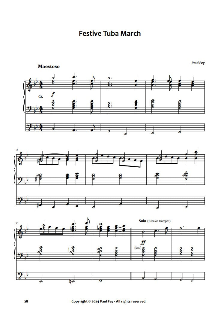 Festive Tuba March - Sheet Music for Organ – Paul Fey | Organist