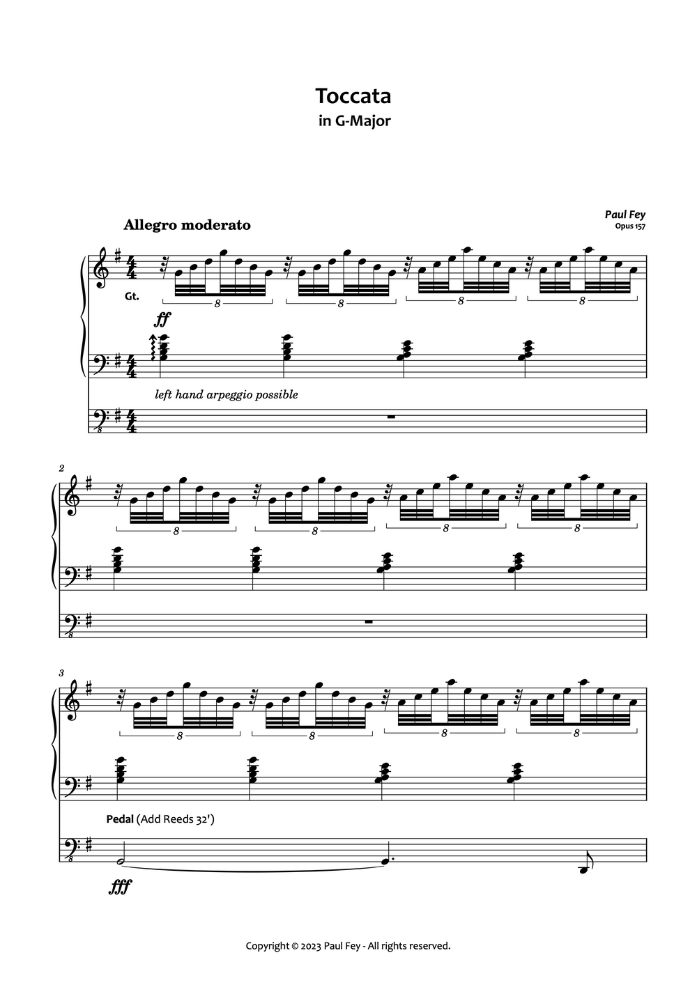 Toccata in C Major Paul fey organist sheet music 