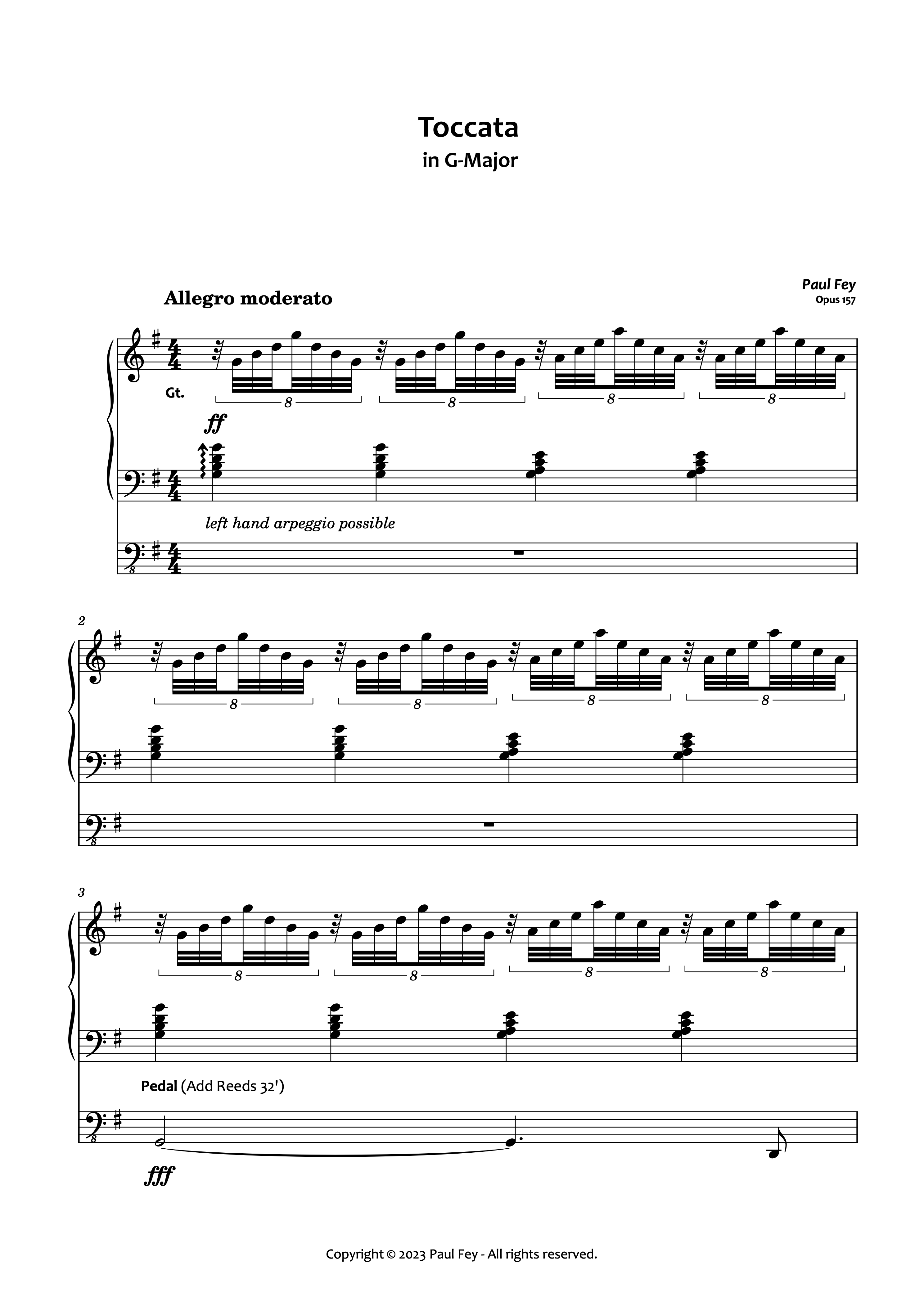 Toccata in C Major Paul fey organist sheet music 