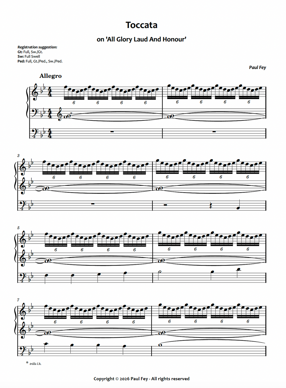 Toccata on 'All Glory Laud And Honour' (Sheet Music) - Paul Fey