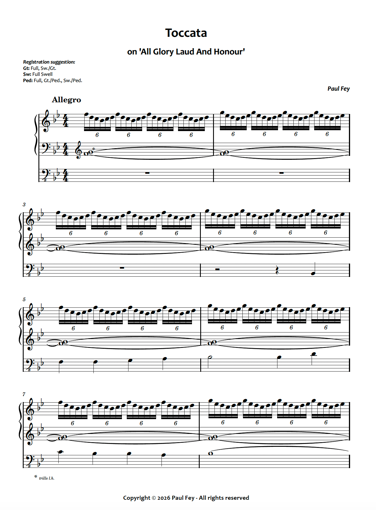 Toccata on 'All Glory Laud And Honour' (Sheet Music) - Paul Fey
