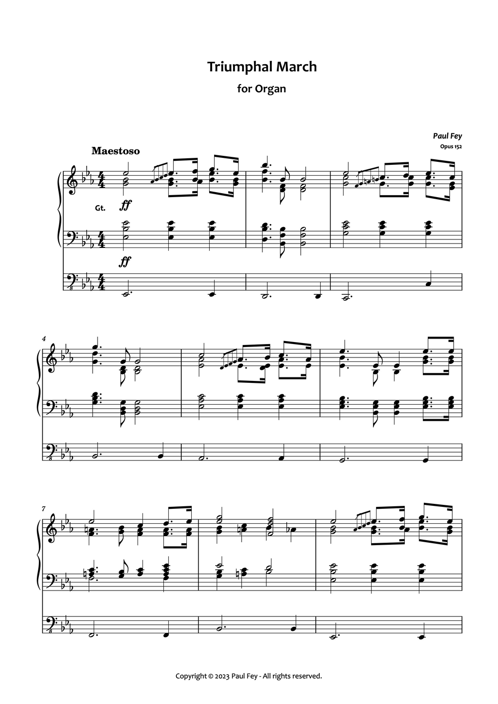 Triumphant March for Organ By Paul Fey Sheet Music 