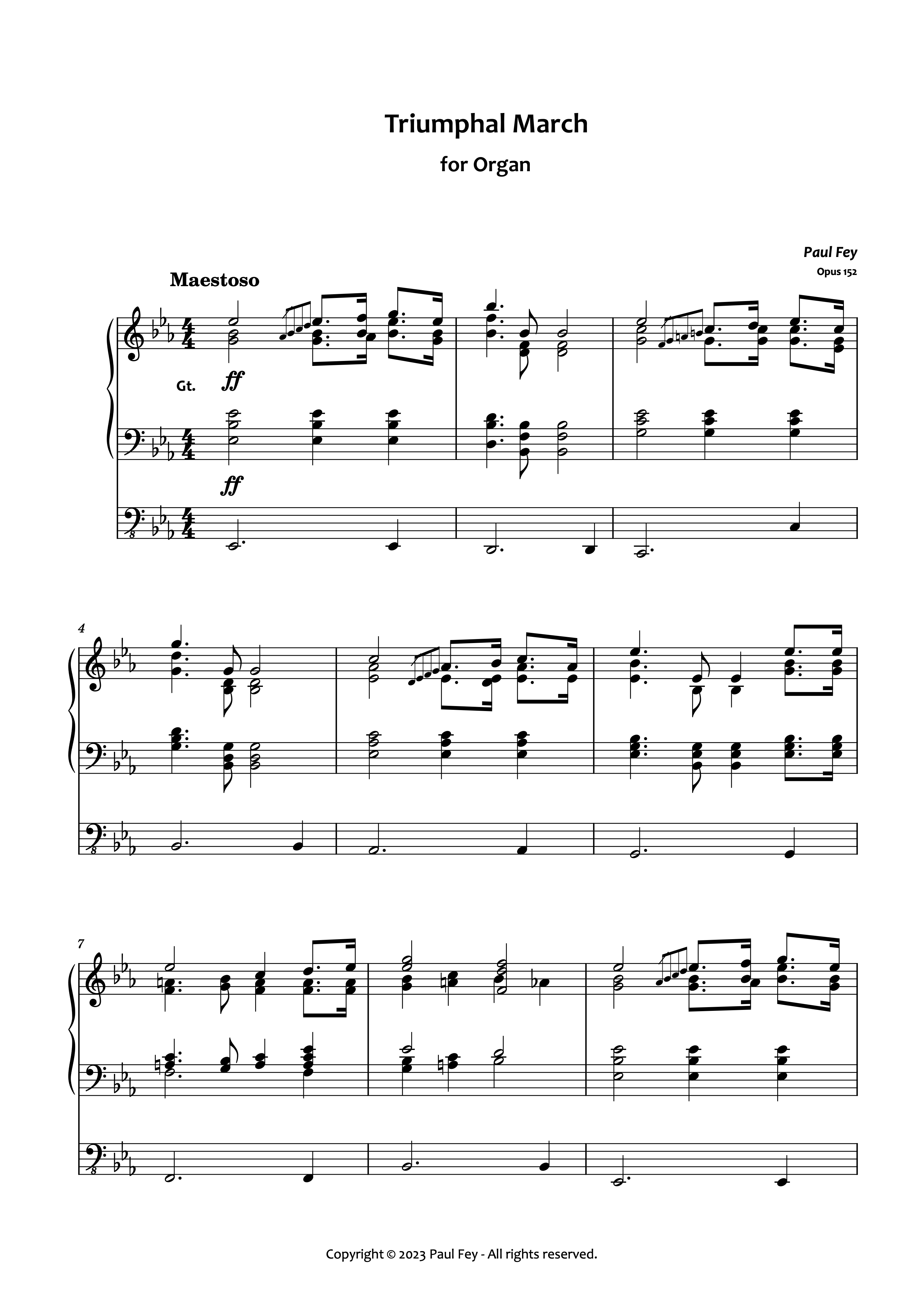 Triumphant March for Organ By Paul Fey Sheet Music 