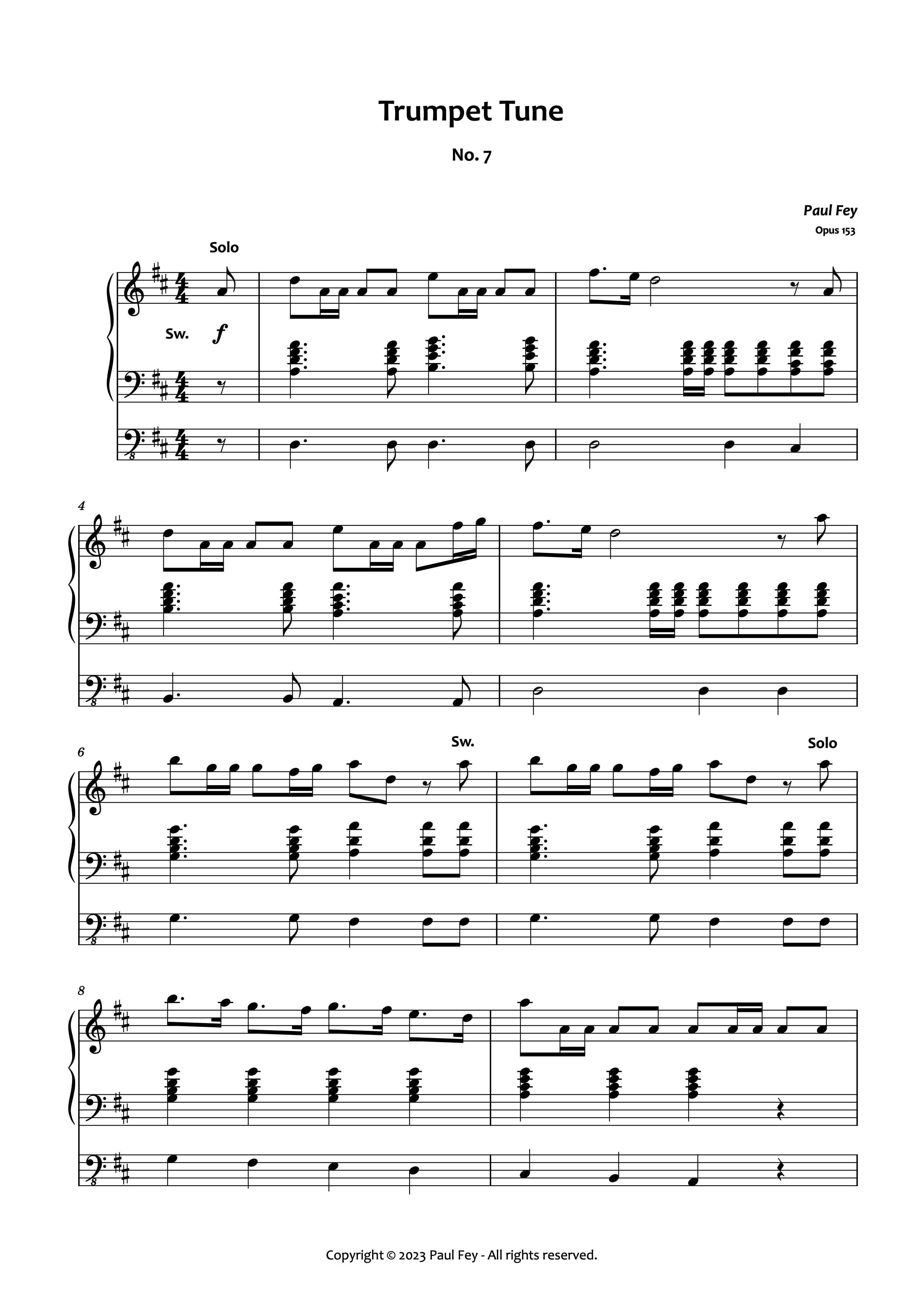 Trumpet Tune No, 7 Pipe Organ Sheet Music By Paul Fey Organist and Pianist Famous Organist on YouTube