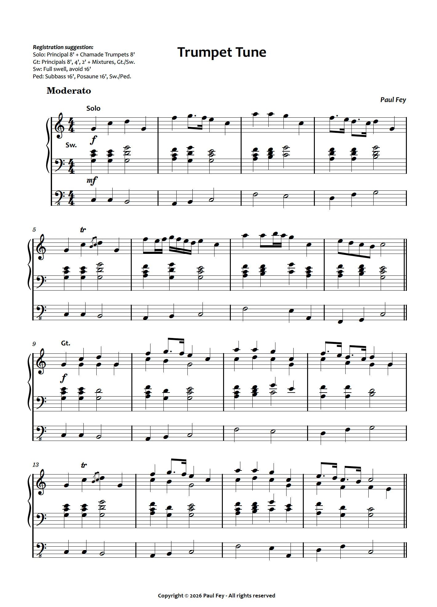 Trumpet Tune (Sheet Music) - Paul Fey