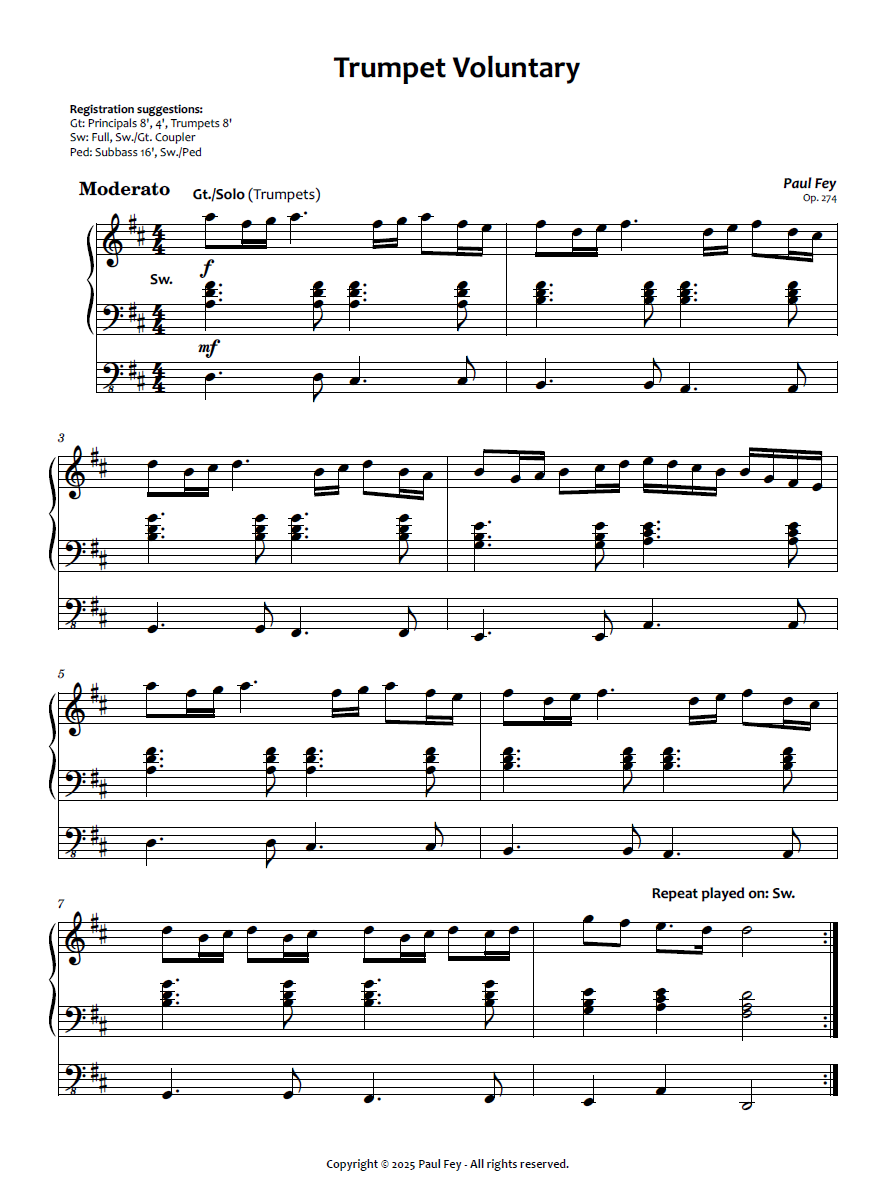 Trumpet Voluntary (Sheet Music) - Paul Fey, Op. 274