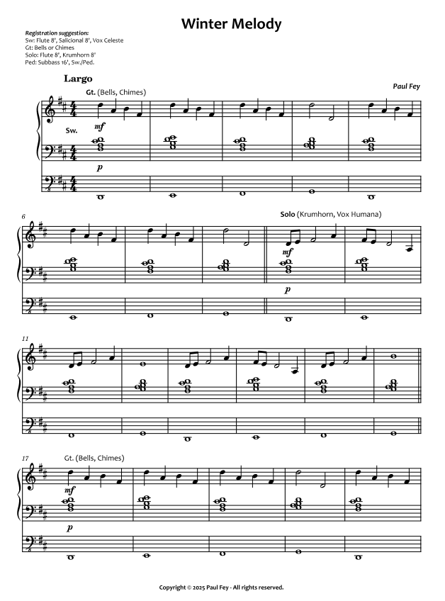 Winter Melody (Sheet Music) - Paul Fey