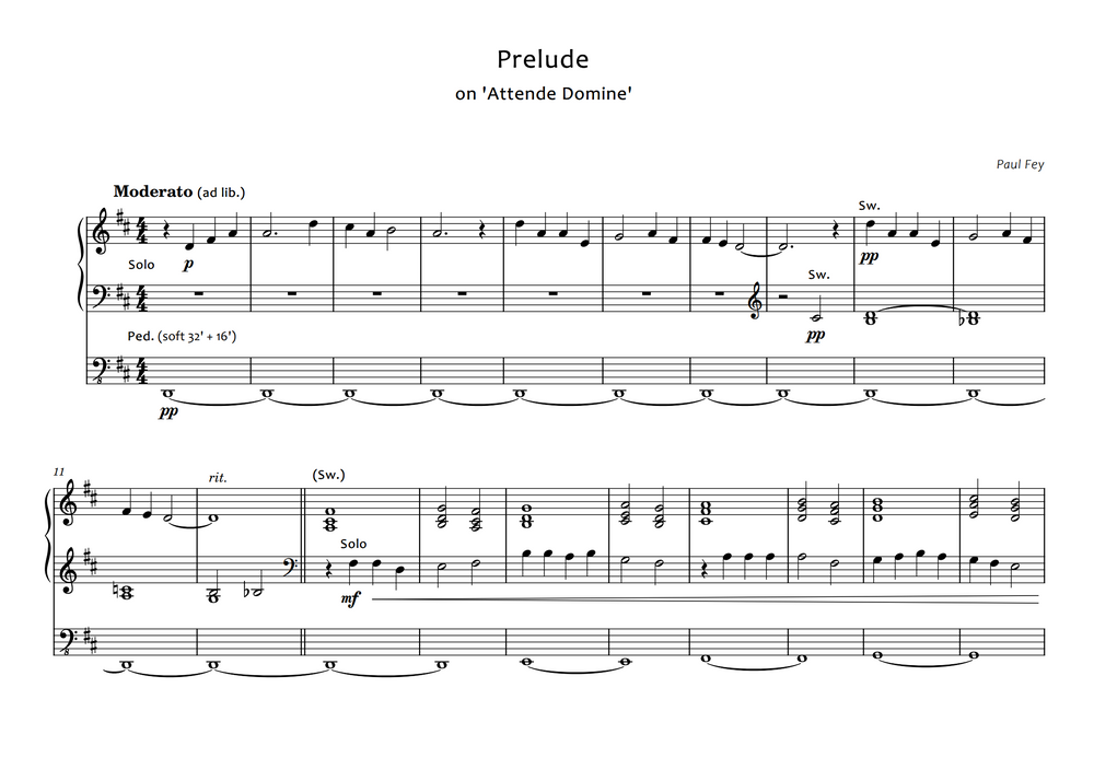 Prelude on "Attende Domine" (Pipe Organ Sheet Music) - Music for Pipe Organ by Paul Fey 