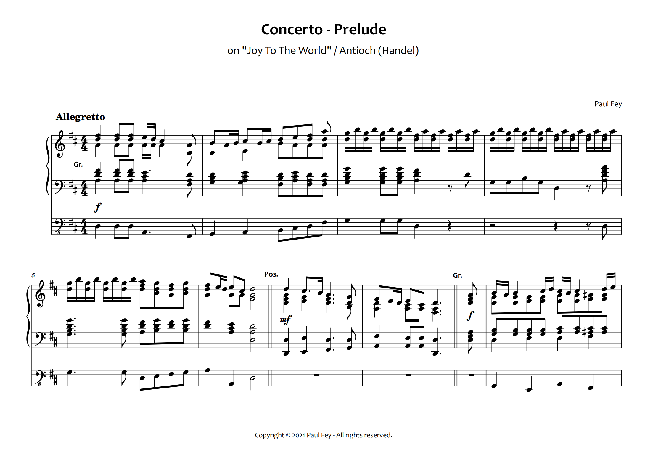 Concerto Prelude on "Joy to the World" (Sheet Music) - Pipe Organ Music by Paul Fey