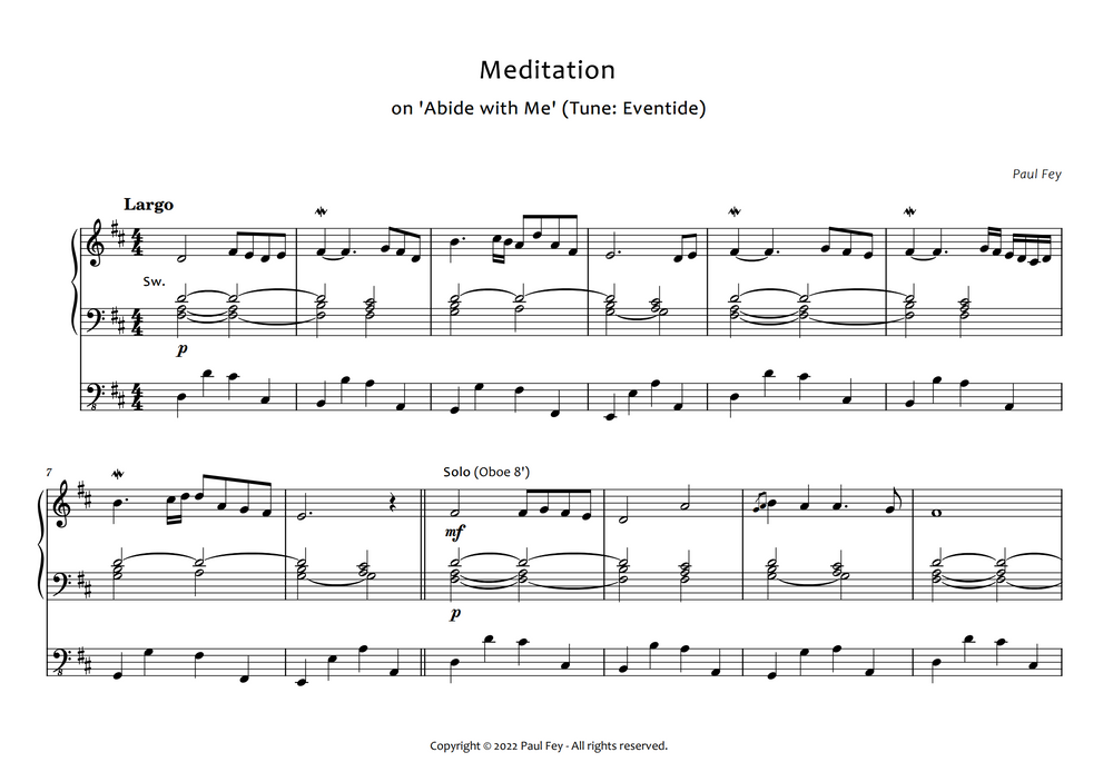 Dutch Meditation on 'Abide with me' - Music for Organ By Paul Fey
