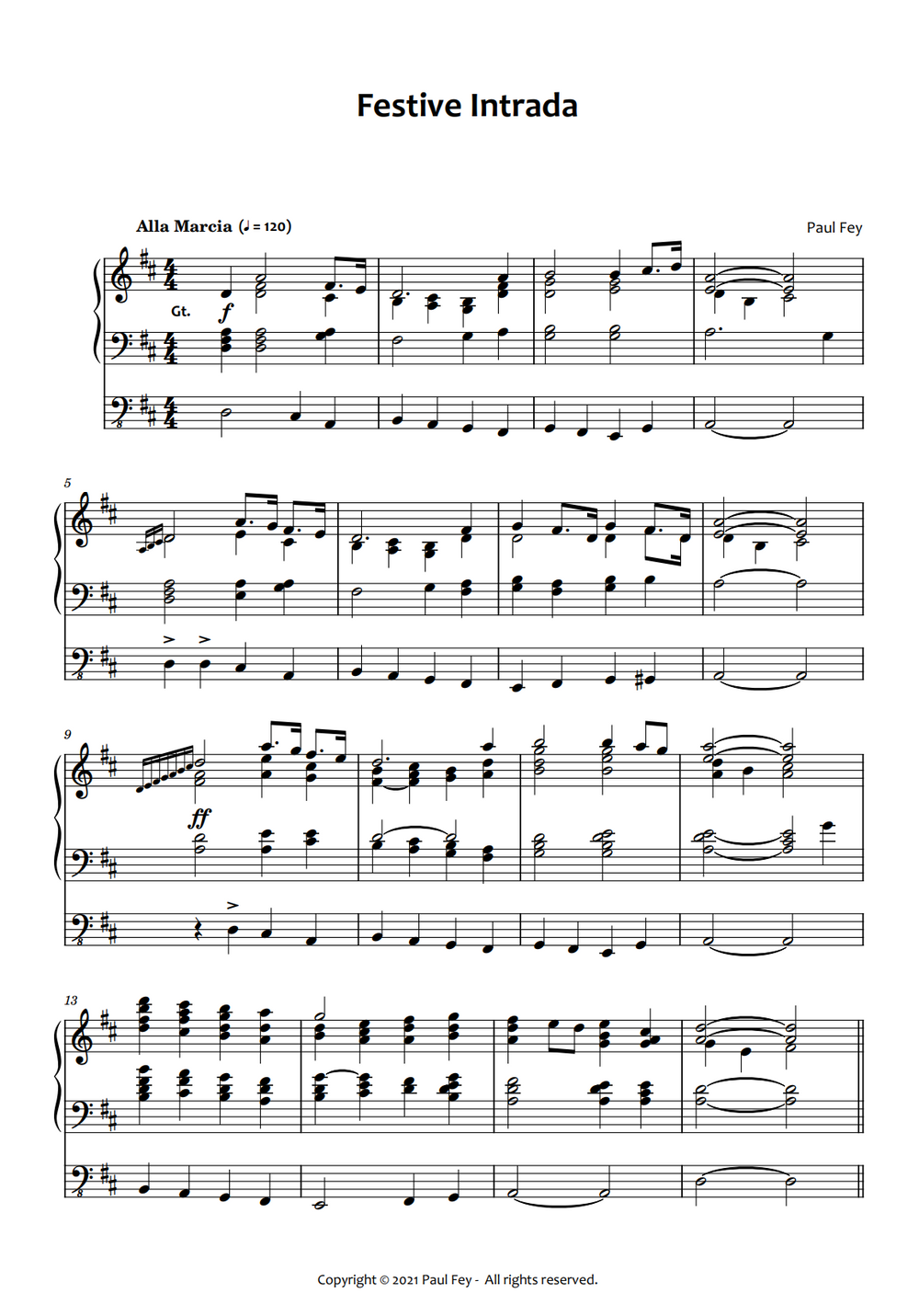 Festive Intrada" in D-Major (Sheet Music) - Music for Organ